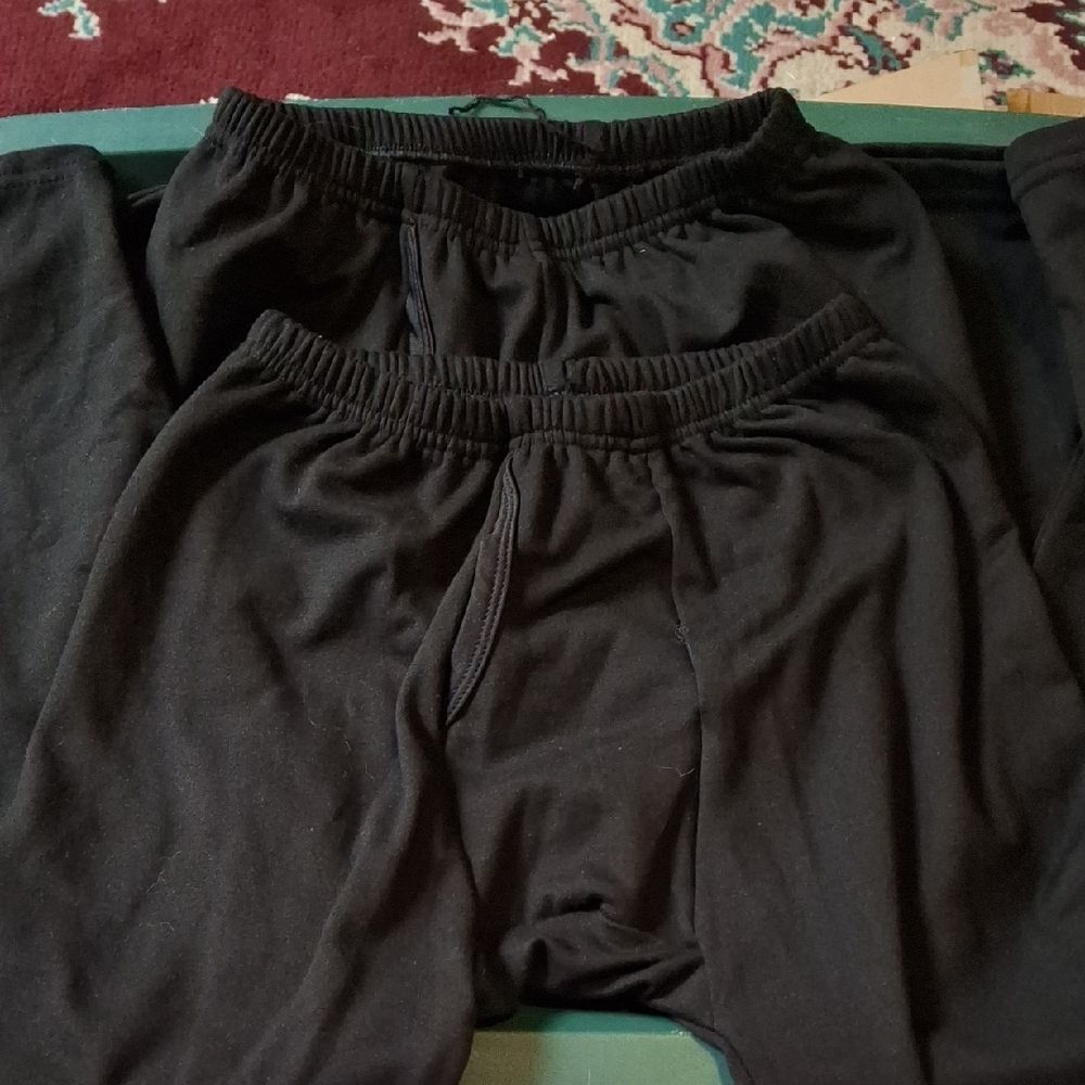 Kids Black Pajama/longjohns Bottoms 3 Pair NWOT (Chi093)